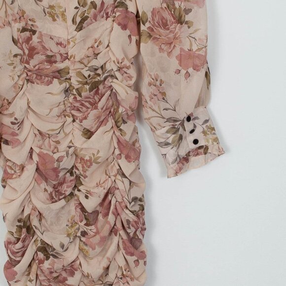 Zara Floral Print Draped Ruched Dress Blogger Favorite Womens Size Large - Picture 12 of 13
